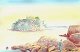 Japanese landscape, watercolors