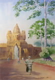 Angkor Thom, tableau, aquarelle