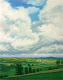 Landscape, Sky in Auvergne, oil painting