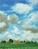 landscape, Sky in Auvergne, oil painting