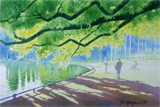 Walk, lake , bois de Boulogne, painting