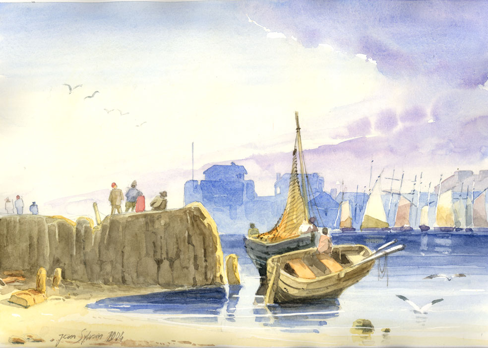 Port du Havre, aquarelle d'après R.P. Bonington