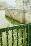 Pont d'Arcole à Paris, tableau aquarelle