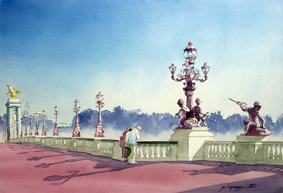 Pont Alexandre  III in Paris, watercolors