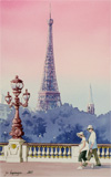 Tour Eiffel, Paris, aquarelle